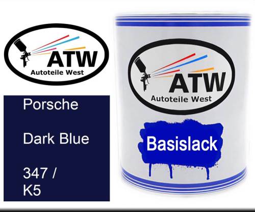 Porsche, Dark Blue, 347 / K5: 1L Lackdose, von ATW Autoteile West.
